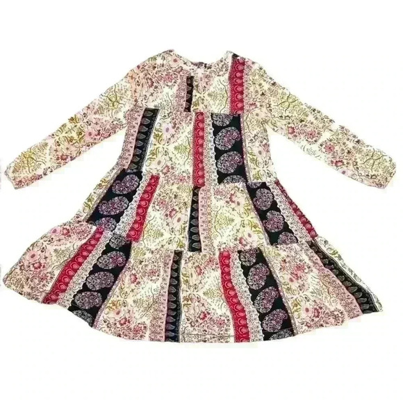 Zara Other - Zara Kids Pink Cream Gold Floral Mixed Print Boho Dress Girl's Size 13/14